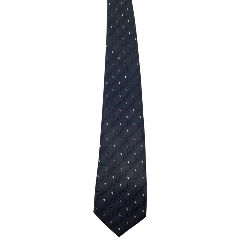 Drussel Hand Made Men's Tie Navy Blue with White Diamond Pattern 100% Polyester